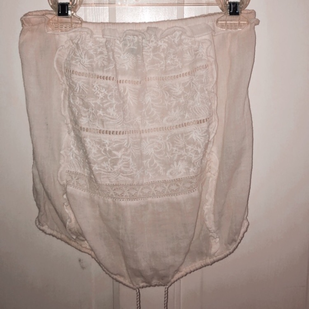 American Eagle White Strapless Crop Top